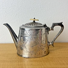 Antique Sheffield 233 Silverplated Teapot w/ Floral Engravings