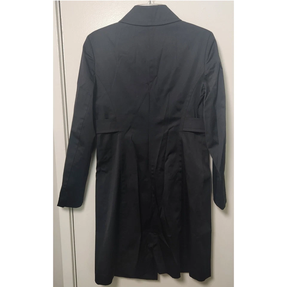 Gabardina de satén negra Nine West bolsillos de un solo pecho pequeña clásica oficina Foto 2 de 4