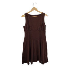 Quince Women Organic Stretch Jersey Drop Waist Mini Dress Espresso L
