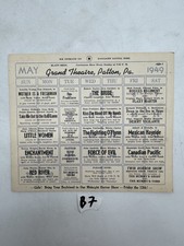 Blatt Bros. Grand Theatre May 1949 Calendar Movie Schedule Handbill Patton PA