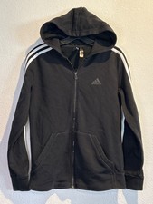 Adidas Women  s SMALL Game  Go Training Full Zip Hoodie Black Stripes