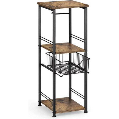 Freestanding Bathroom Shelf with Drawer Toilet Paper Storage Stand Organizer, Bl