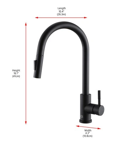 Elegant Lighting FAK-302 Jack 1.8 GPM 1 Hole Pull Down Kitchen - Black - Picture 7 of 12
