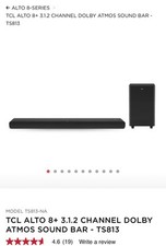 TCL Alto 8 Dolby Atmos 3.1.2 Channel Soundbar TS813