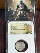 Knights Templar: Antioch. Raymond Roupen (1216-19) NGC AU/D! Silver Denier CC