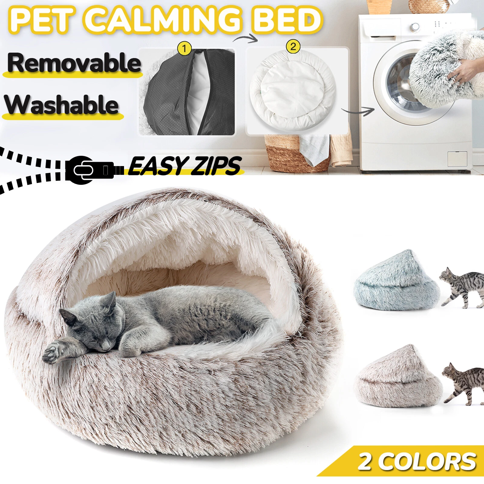 Cat Bed Cave House Washable Detachable Soft Calming Dog Bed Sleeping Pet Nest