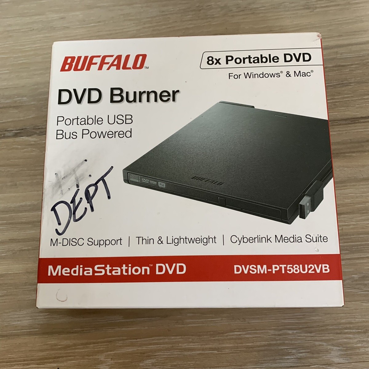 Buffalo DVD Burner Portable USB Bus Powered Windows & Mac DVSM