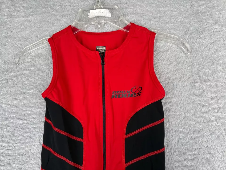 Traje Deux Roues Piel Juvenil 12 Rojo Negro Triatlong Tri Tri Tri Traje-1 Niños Ciclismo Foto 4 de 4