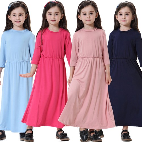 Muslimische Mädchen Abaya Kinder Kaftan islamischer Kaftan Kinder langes Kleid Morgenmantel Kleid arabisch - Bild 4 von 319