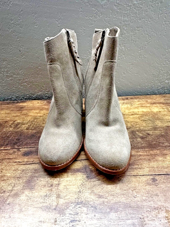 Joie Dalton Western замшевые стороны молнии лодыжки ботинки желтовато-коричневый сложенный каблук ботинок размер 8,5 - Изображение 3 из 4