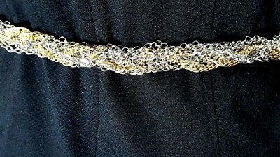 Womens 8 strand Twisted Gold Silver tone Metal link Chain  display picture 2