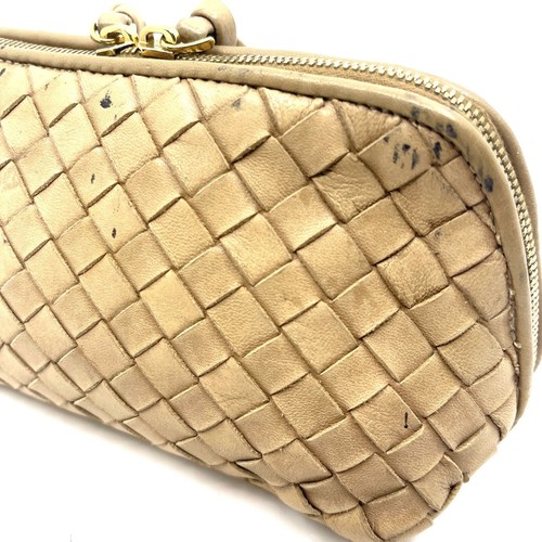 BOTTEGA VENETA Mini Pochette in Pelle Intrecciata con Zip Beige Autentica - Foto 11 di 20