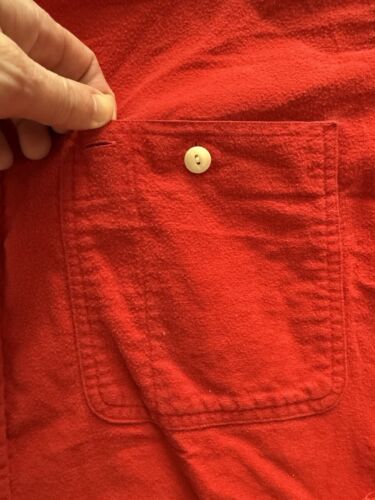 Polo Ralph Lauren peto camiseta de trabajo abotonada roja lisa grande 100 % algodón grueso - Imagen 3 de 7