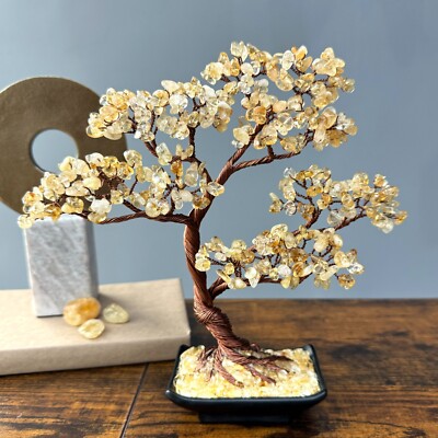 Citrine Crystal Bonsai wire tree Money Tree Gemstone tree of Life