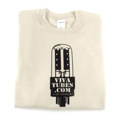 Cream VIVA TUBES Epic Vacuum Tube Guitar Audio Crewneck Sweatshirt Audiophiles