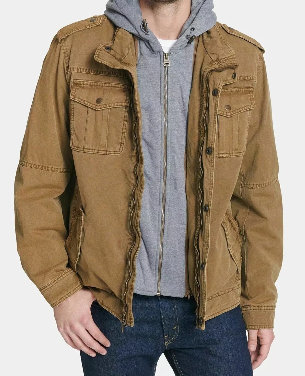 Levi's Mens Big Sherpa Lined Hooded Trucker Military Jacket