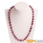 Handmade Natural Lepidolite Beaded Long Necklace Birthstone Fashion Jewelry Gift