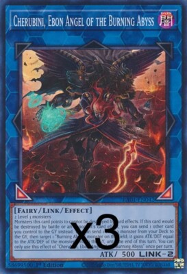 3X Yugioh Cherubini, Ebon Angel of the Burning Abyss RA01-EN042 Secret Rare NM