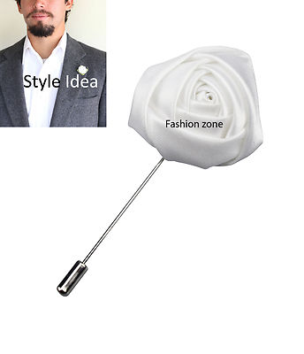 Revers Blume weiß Boutonniere Stick Brosche Anstecknadel Herren Hemd Anzug Krawatte Damen 