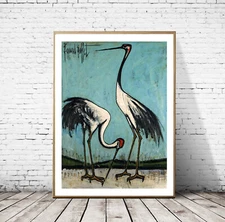 Bernard Buffet - Two birds, one of which bites, Giclee Print, Nature Poster