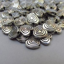 Heart Shaped 9mm Antiuqed Silver Plated Spacer Beads B2149 - 20, 50 Or 100PCs