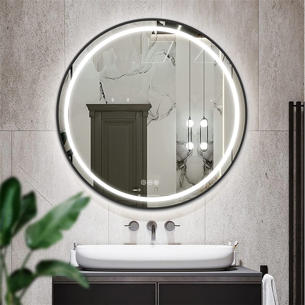 3 Color Temperature Dimmable Mirror DIDIDADA 32x24 Inch LED Bathroom ...