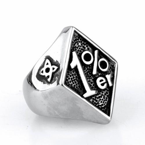 Anillo para motociclista de acero inoxidable 1% er uno por ciento fuera de la ley para hombre talla 8-13 - Imagen 24 de 32