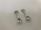 Antique Unique Pair IMACH Sterling Silver Salt Spoons, Moon Phase — photo 3