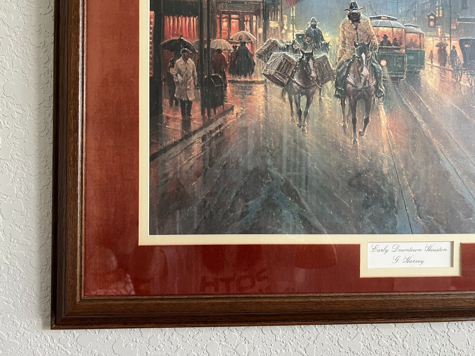 Signed Limited Edition Early Downtown Houston by G. Harvey 27x36 Framed