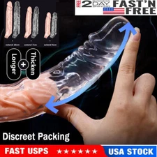 9" Male Cock-Girth-Enlarger-Enhancer-Penis-Extension-Extender-Sheath-Sleeve USA