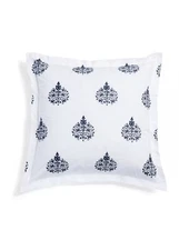 Anthropology John Robshaw Textiles Jatu Gray Euro Pillow Case Sham 300 TC Zipper