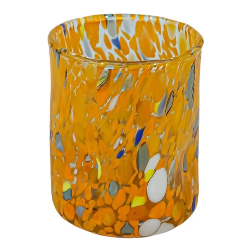 Murano Glass Shot Orange Multi Millefiori Venice Italy Handmade - Picture 3 of 6