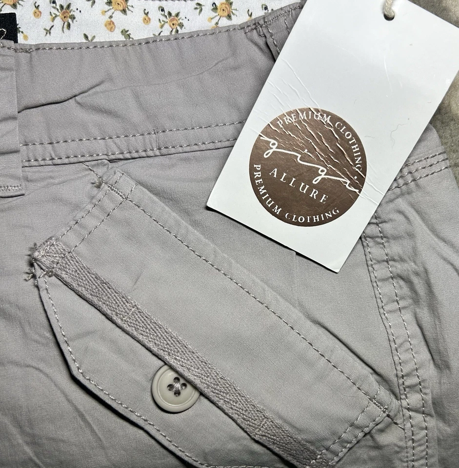 NUEVO CON ETIQUETAS GIGI Allure 12 Mujer Súper Suave Elastizado Gris tiro medio Puños Bolsillos Pantalones Foto 3 de 4