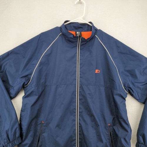 Starter Jacket Men's Full Zip Long Sleeve Lightweight Windbreaker Blue Large - Foto 8 di 12