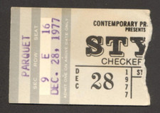 STYX ORIGINAL CONCERT TICKET STUB DEC 28 1977 CHECKERDOME ARENA ST. LOUIS MO