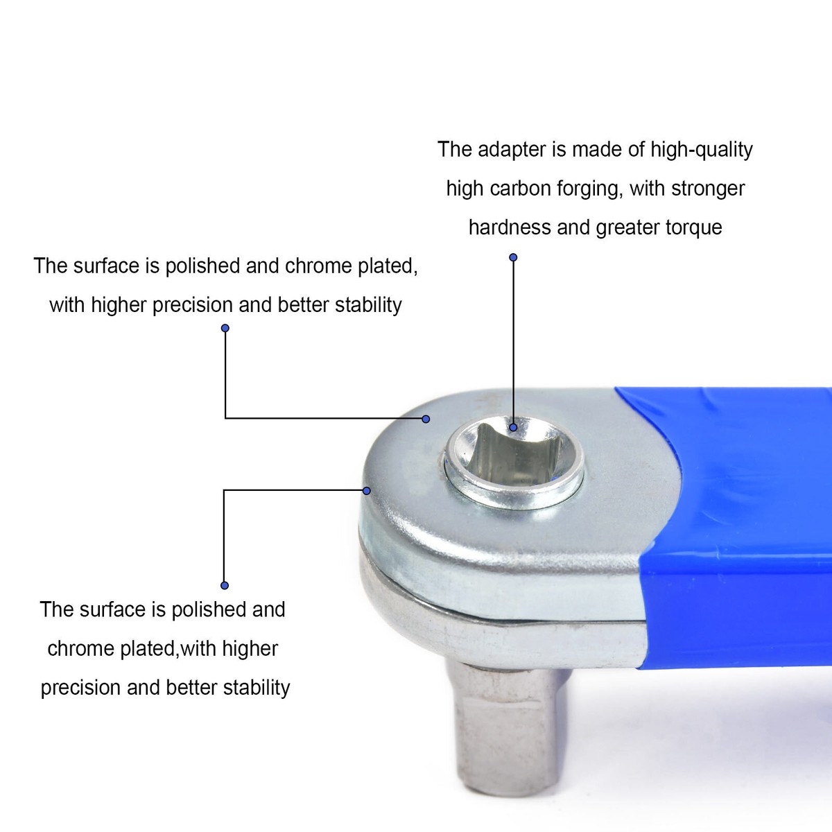 Offset-Verlängerungsschlüssel 39,1 Cm – Mit 1/4", 3/8", 1/2" Adaptern, Für Enge Räume, Karbonstahl
