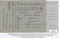 Austria 1945 Red Cross Prisoners of War Yugoslavia BEFORE Postal B. Read