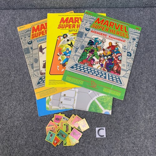 Marvel Super Heroes TSR Campaign Books Battle Book Maps Character Pieces Lot