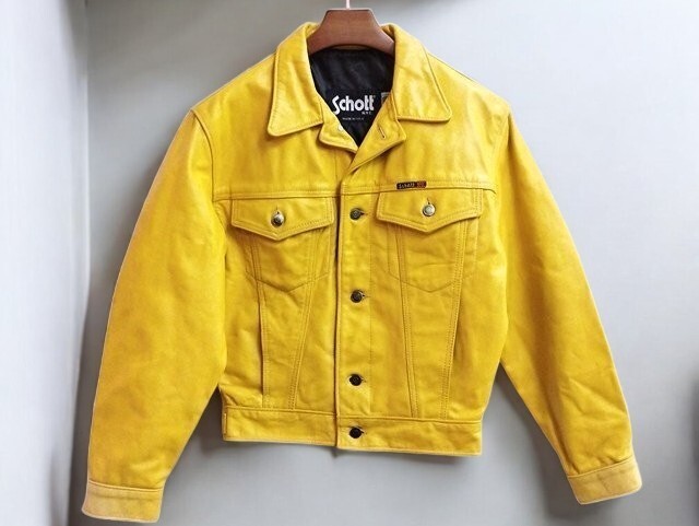 SCHOTT PERFECTO Double Riders Leather Jacket ​​Yellow size S