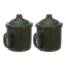 2 Pcs Enamel Campfire Coffee Mug Vintage Enamelware Mugs Camping Tableware