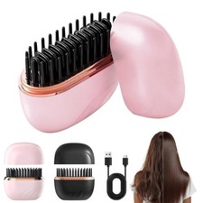 Mini Cordless Hair Straightener Brush  USB Rechargeable  Portable  Anti-Scald
