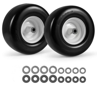 2PK 13x6.50-6 Flat Free Lawn Mower Tires Wheel 5/8 Bore Zero Turn Smooth