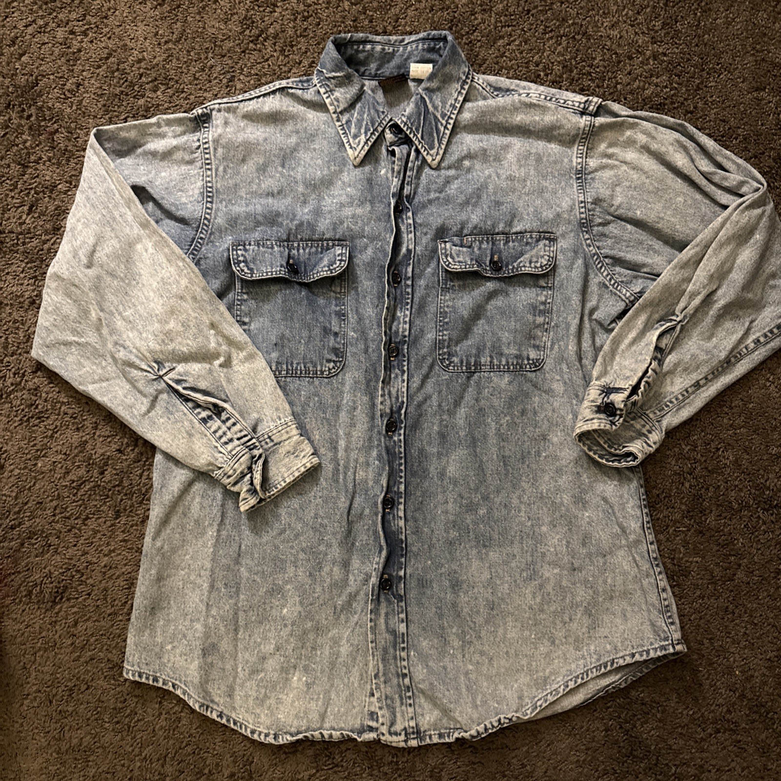 Vintage Prentiss USA  Denim Button up  Long Sleeve Button Up Shirt Large mens