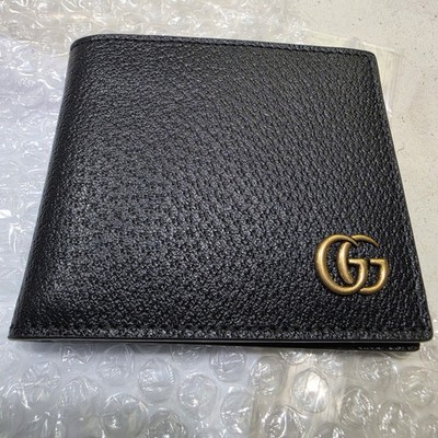 Gucci GG Marmont Leather Bi-fold Wallet Black Genuine Authentic 