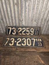 1933 Kansas License Plate Lot Vintage Tags
