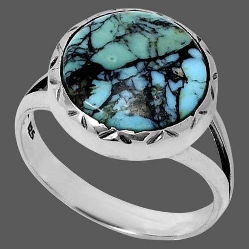 Premium Quality Lucky Charm Tibetan Turquoise 925 Silver Ring s.8 Jewelry R-1074 - Picture 2 of 5