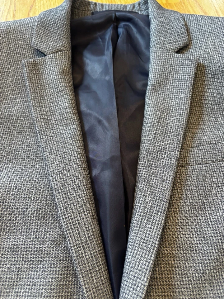 Blazer Topman masculino padrão xadrez azul e cinza tamanho 40R e calças tamanho 34R - Imagem 3 de 4