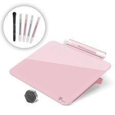 Pink Mini Desktop Pure Glass Whiteboard, Small Slope Slick Desk Whiteboard Gl...