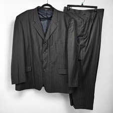 VTG Jean Paul Mens Suit 52R/46R Charcoal Pinstripe Tailored Designed in Italy