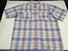 Habit Mens Short Sleeve Button Up Plaid Fishing Shirt Size Large 9257